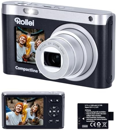 Rollei Compactline 12X Digitalkamera 64MP 4K Fotokamera 12X Optischer Zoom