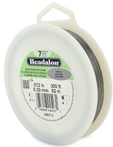 Beadalon 0.3 mm Diameter 92 m Reel 7 Strand Wire, Bright