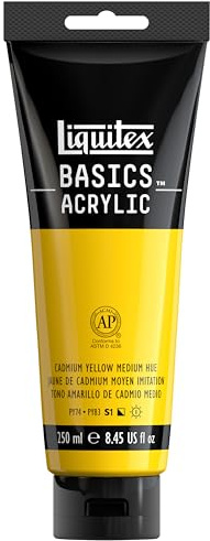 Liquitex BASICS Acrylic Paint, 250ml (8.5-oz) Tube, Cadmium Yellow Medium Hue