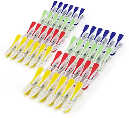 HANGERWORLD 48 Strong 8cm Plastic Clothes Washing Line Pegs Rubber Soft Grip Laundry Garment