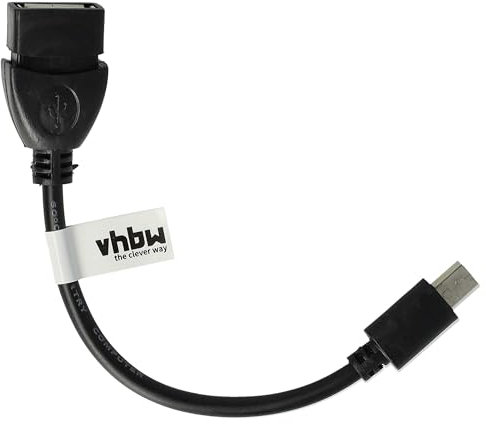 vhbw Adaptador OTG para Dispositivos móviles - Cable de USB Mini (Macho) a USB (Hembra), Negro