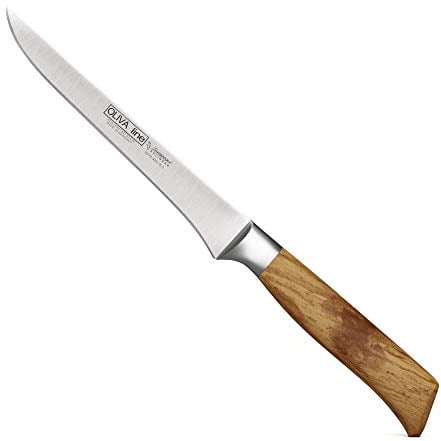 Burgvogel Solingen Ausbeinmbesser Flexibel 15 cm geschmiedet Olivenholz, Oliva Line, rostfrei, hell, scharf, Braun Beige, 6970.926.15.0