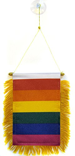 AZ FLAG - Wimpel Regenbogen - 15x10 cm - Schwul Mini Flagge 10 x 15 Cm - Auto Pennant Spezielle Auto