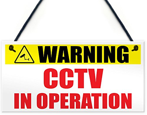 Red Ocean Warning CCTV In Operation Home Plastic Hanging Security Camera Surveillance Sign