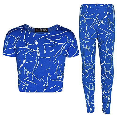 A2Z 4 Kids Girls Splash Crop Top and Legging Set Age 5-13 Years | Fashion Legging Outfit With Splash Print Crop Top For Casual Wear