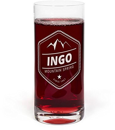 printplanet® Glas mit Namen Ingo graviert - Leonardo® Trinkglas mit Gravur - Design Mountain Spring