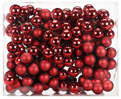Glaskugeln / Christbaumkugel 12319 CHIANTI/WEINROT 25mm Draht Spiegelbeeren