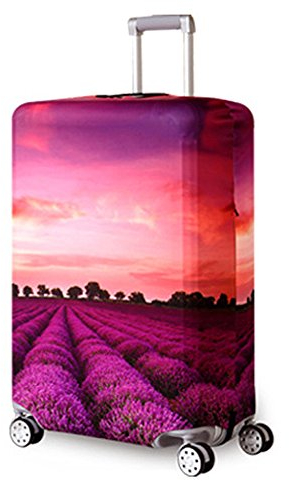YEKEYI Reise Suitcase Protector Reißverschluss Koffer Abdeckung Waschbar Drucken Gepäck Abdeckung 18-32 Zoll (02Purple, S)