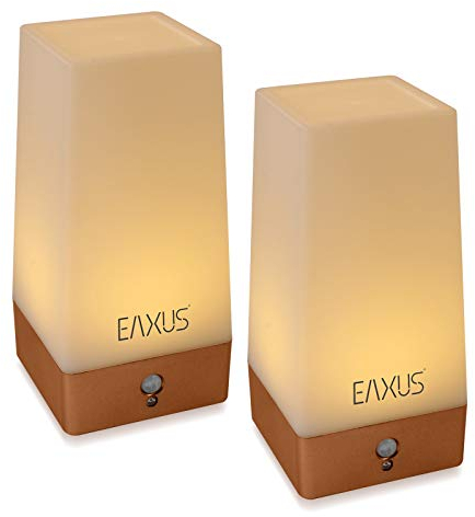 Eaxus® 2er Set Nachtlampe - Kabellose Nachttischleuchte mit Bewegungssensor & Dämmerungssensor