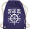 Turnbeutel Rucksack - Sprüche Statement mit Spruch - Der tut nix der will nur segeln - Unisize - Lila - spruch. maritim beuteltasche sportbeutel+spruch spruche geschenk kinderturnbeutel