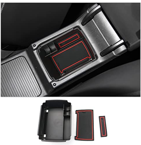 CDEFG Mittelkonsole Handschuhfach Armlehne Multifunktionaler Aufbewahrung für V W Golf 7 7.5 GTI GTE Auto Center Console Organizer Tray Innenraum Zubehör (Rot)