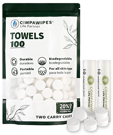 Lot de 100 tablettes de papier toilette comprimé réutilisables pour le camping, les voyages, les pièces de monnaie, le papier toilette de survie