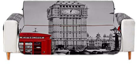 A.Monamour Sofabezug Sofaüberwurf Sesselschoner Rote Telefonzelle London City Big Ben Architektur Samt Stuhl Abdeckung Sofa Abdeckung Sofaschoner Sofahusse Sofaschonbezug Sofaschutz