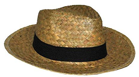 COOLMP Lot de 12 - Chapeau style panama en paille avec bandeau nature
