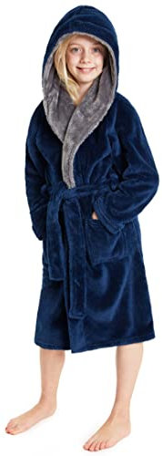 CityComfort Vestaglia Bambina E Bambino In Pile Morbido Con Cappuccio, 7-14 Anni (Blu, 9-10 anni)