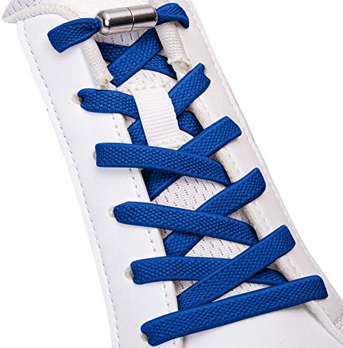 SULPO Cordones elásticos de goma sin atar, planos, con cierre de rosca, azul, Einheitsgröße