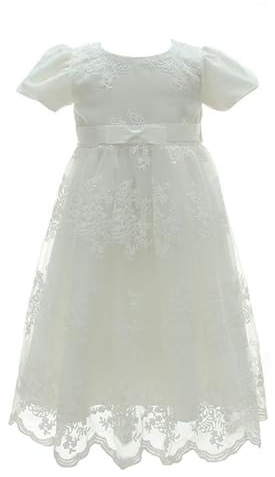 Leideur Baby Long Christening Gowns White Baptism Dress Special Occasion Dresses for Girls Birthday