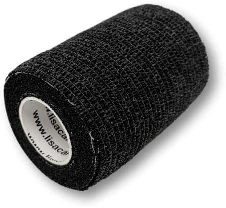LisaCare 12er-Set 7,5cm breit - Cohesive Bandage Schwarz - Schienbeinschoner Tape - Fußball Bandagen Fuß für Sportverletzungen (Schwarz)