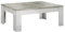 AltoBuy Lynda - Table Basse Rectangulaire Laqué Blanc et Gris Béton