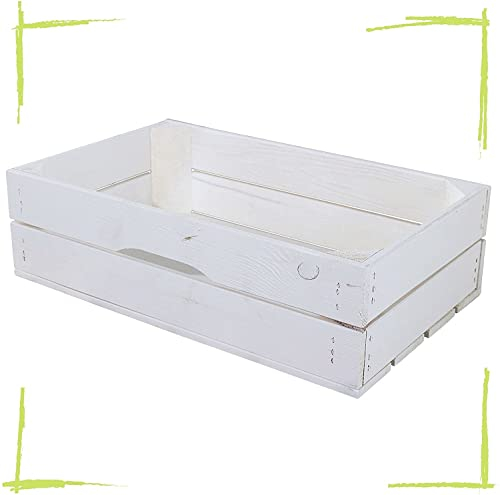 Vintage Möbel 24 GmbH Rustikale Holzkisten als Deko der Geschenk Box Aufbewahrung aus Holz ohne Deckel (Weiße Kiste 47,5x29x13,5cm)