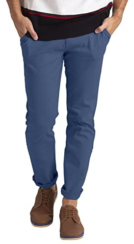 westAce Mens Chino Trousers Athletic-fit Flat-Front Casual Stretch Cotton Classic Pants with Phone Pocket | Sizes 30W-40W | High-Rise Work Pants for Men (Pastel Blue, 30W x 32L)
