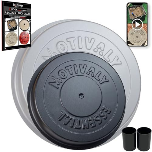 Motivaly Stampo Dischi Palestra per Calcestruzzo | Realizza Pesi per Allenamento da 5kg a 15kg in Cemento [E-Book e Video Tutorial Gratis] - 1 Stampo da Ø32cm + 2 Fori Bilanciere Olimpionico (+51mm)