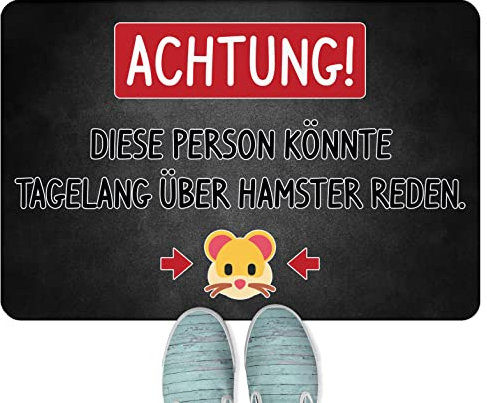 JUNIWORDS Fußmatte, Achtung! Diese Person könnte tagelang über Hamster reden, 60 x 40 cm, randlos (1005882)