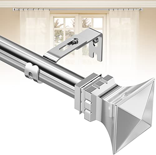 HARRMS Gardinenstange Ausziehbar, Silber 76-158cm, Verstellbare Vorhangstange Edelstahl, Scheibengardinenstange Gardienenstangenset mit Halterungen und Endstücken für Schlafzimmer, Wohnzimmer