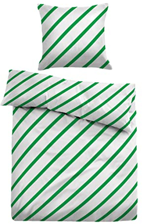 TOM TAILOR 0067692 Bettwäsche Garnitur mit Kopfkissenbezug Satin - Simple Action 1x 155x220 cm + 1x 80x80 cm, summergreen