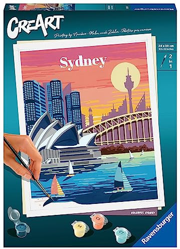 Ravensburger – CreArt 24x30 cm– Sydney – Loisir créatif – Peinture par numéros – Adulte – Activité détente et créative – Dès 12 Ans – 23526 – Version française