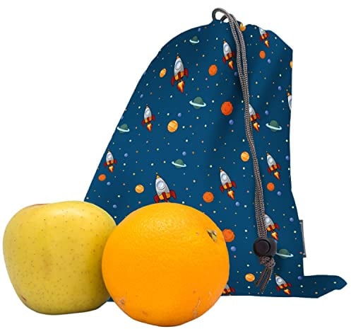 Nerthus FIH 1203 Lunchbeutel Kinder mit Kordel Weltraum wiederverwendbar waschbar leicht Schule