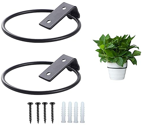 WUDQIJI Soporte para macetas, 2 unidades de 10 cm, anillo para macetas, soporte de pared, soporte para maceta, soporte de pared, gancho de metal con tornillo para balcón de jardín (4 pulgadas)