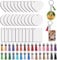 ANBOWEI 120 Stück Sublimation Schlüsselanhänger Rohlinge Set mit Wärmeübertragungs MDF Blanko 3 Formen, Quasten Anhänger Biegeringe Schlüsselring mit Kette für DIY Personalisiert Basteln