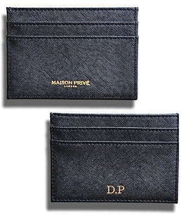 Maison Privè London Porte-cartes personnalisé en cuir avec boîte cadeau | Portefeuille personnalisé | Idées cadeaux personnalisés | Cadeaux de garçon d'honneur | Étui à cartes de luxe en cuir