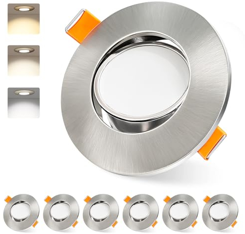 KYOTECH LED Einbaustrahler Dimmbar Flach 5W 230V IP45 Einbauleuchten Deckenspots Deckenstrahler 45°Schwenkbar Warmweiß Neutralweiß Kaltweiß Einbauspots für Badezimmer Wohnzimmer Küche CRI>80,6er Set