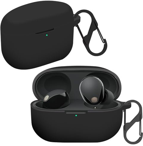 CONAPIKA Case for Sony WF-1000XM5 with Carabiner, Full Protection Silicone Earbuds Protective Skin Case Ultra Thin Soft Shockproof Waterproof Supports Wireless Charging Headphones Cover