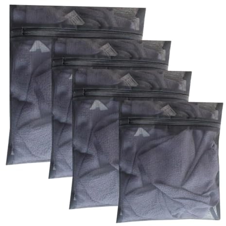 4 Stück Wäschenetz für Waschmaschine, Wäschesack Wäschebeutel mit Reißverschluss Wäschesäckchen Laundry Bag für BH, Socken, Unterwäsche, Babykleidung in 3 Größen(Schwarz)