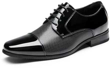 Bruno Marc Men's Lace Up Shoes,Black-Pat,11