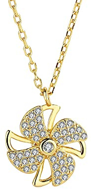 IMINI Cute Windmill Pendant Necklaces Cubic Zirconia Crystal Rotate Windmill Fidget Inspirations Spinner Charm Choker Necklace Chain Anxiety Fashion Jewelry Gifts for Women Girls Birthday