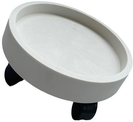 Plateau rond amovible pour pot de fleurs avec roulettes - Support rotatif pour balcon - Blanc - Bac de collecte d'eau - Matériau plastique (30)