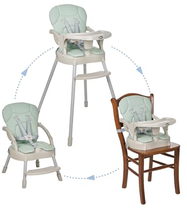 MS BabyWorld - Chaise haute BELLY pour bébé | Convertible en rehausseur et en chaise | 3 en 1 | Chaise haute pliable avec siège rembourré et repose-pieds