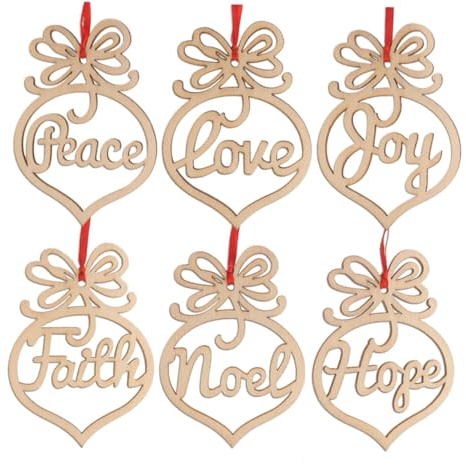 VINTORKY 6St Christbaumschmuck aus Holz hängende Holzdekorationen Weihnachtsbäume aus Holz weihnachtsdeko bürodeko Wohnkultur schmücken hölzerne hängende Verzierung Haushalt Etikett Noel