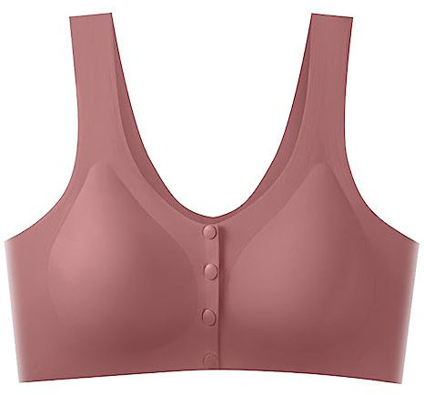 Kilo Wirksam Women's Large Ice Silk Open Front Non-trace Bra for Pregnant Women Nursing Vest Ruffled Anti-Drop Bra Bikini Top, Rose Gold, XXX-Large