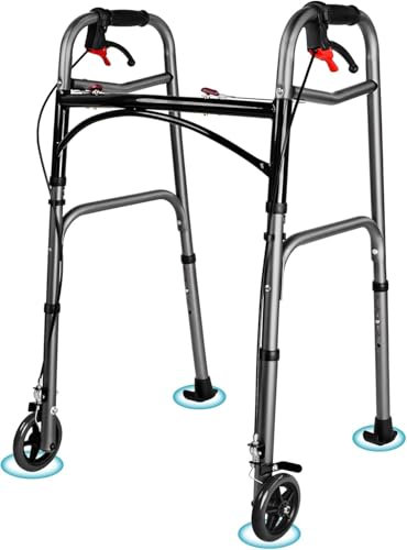 EOSPRIM Gehhilfe für Senioren mit Rädern, Gehbock für Erwachsene Stabil, Gehgestell Hilfsmittel für Senioren, Aufstehhilfen Rollator leicht klappbar, Gehwagen, Gehhilfe Krücken (Iron Gray)