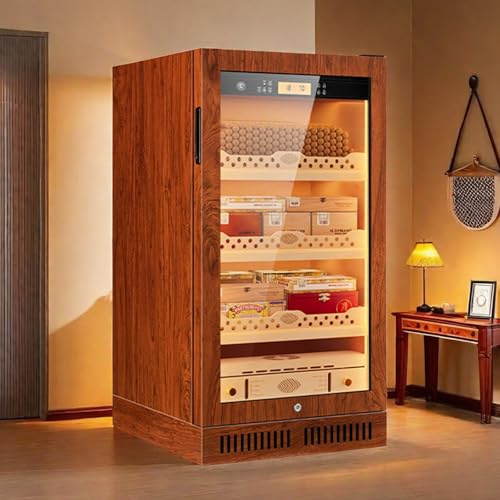 Lakenbroade Elektrischer Humidor für Zigarren, großes Fassungsvermögen für 600 Stück, Digitale LED-Anzeige, mit Schublade und Regal aus spanischem Zedernholz, integriertes LED-Licht