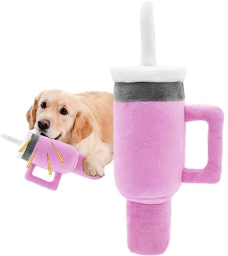 Dtaigou Cup Plush Dog Toy, Plush Coffee Cup Dog Toy - Plush Chew Toy, Squeaky, Pet Chew Toy, Soft Dog Toothbrush Chew Toy