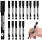 Sugeru 15pcs Stifte-Schwarz-1mm Acrylstifte fein,Acrylmarker feine Rundspitze 1mm,Wasserbasiert Lackstift Weiß,Lichtecht und Wasserfest,für Stein,Keramik,Glas,Holz,Leinwand,nahezu alle Untergründe