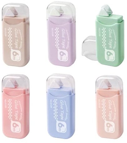 Colla Roller Biadesivo (6 Pezzi), Colla Roller Biadesiva Nastro Rotolo Adesivo Resistente, Per Artigianato, Creazione di Biglietti, Foto, Diario e Scrapbooking, 6m x 6mm