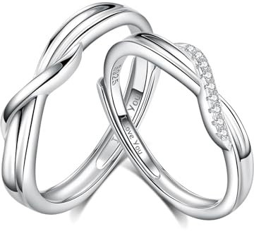 ANAZOZ Ring Unendlichkeit Silber 925, Verlobungsring Paar Verstellbar Mit Gravur I Love You Hochzeitringset mit Zirkonia