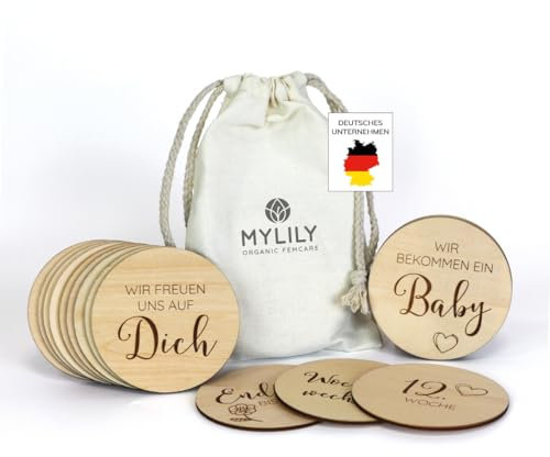 MYLILY Meilensteinkarten Schwangerschaft aus Holz | 30 unvergessliche Momente auf 15 Karten | Schwangerschaft Verkünden | Meilensteinkarten Schwangerschaft | Baby Meilensteinkarten | FSC zertifiziert